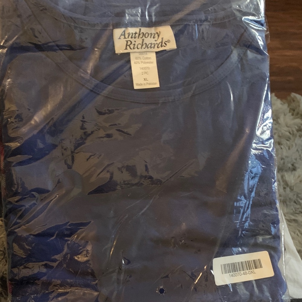 Anthony Richards Royal Blue top and plaid bottom Women's pajamas set